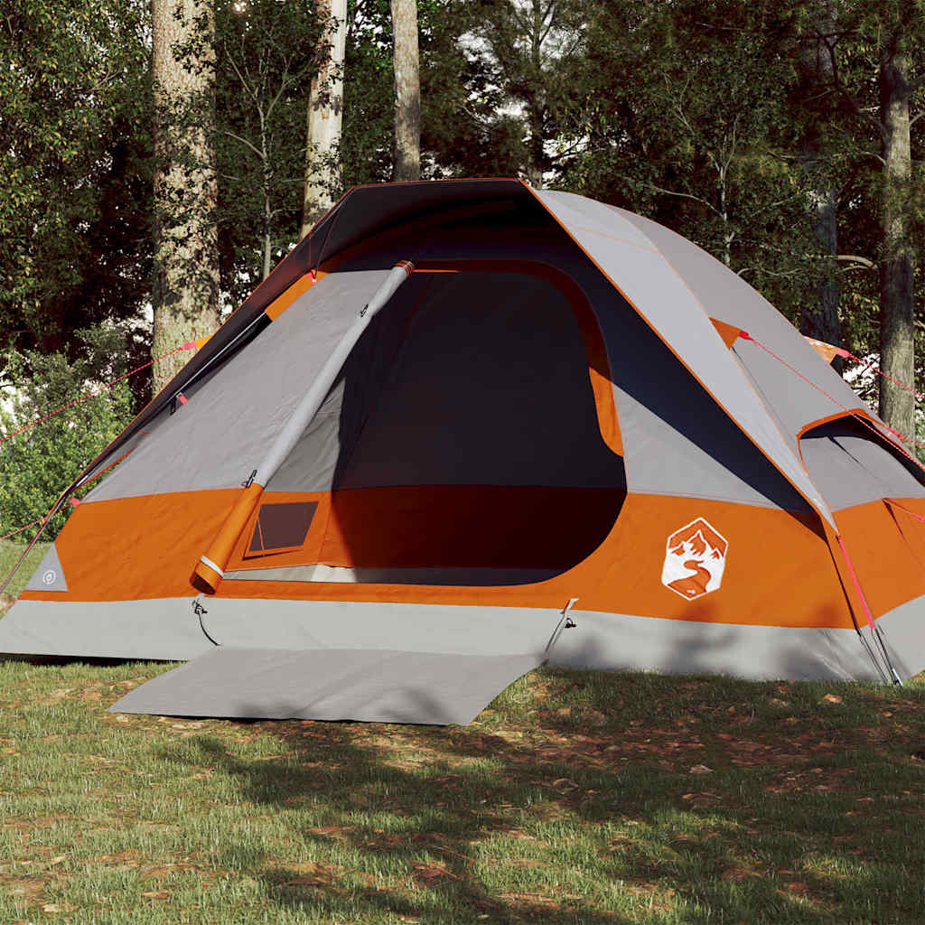4-personers campingtelt vandtæt grå og orange