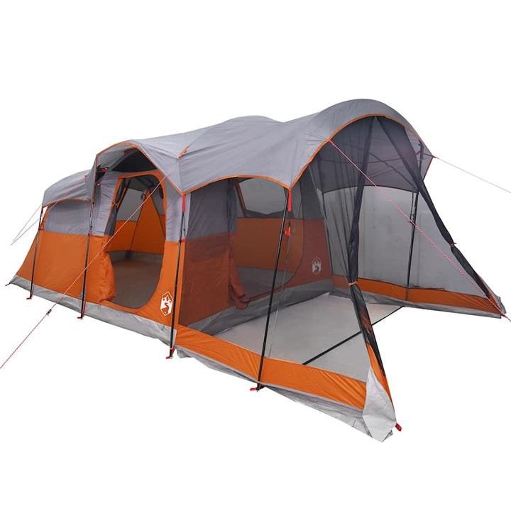 8-personers campingtelt vandtæt grå og orange