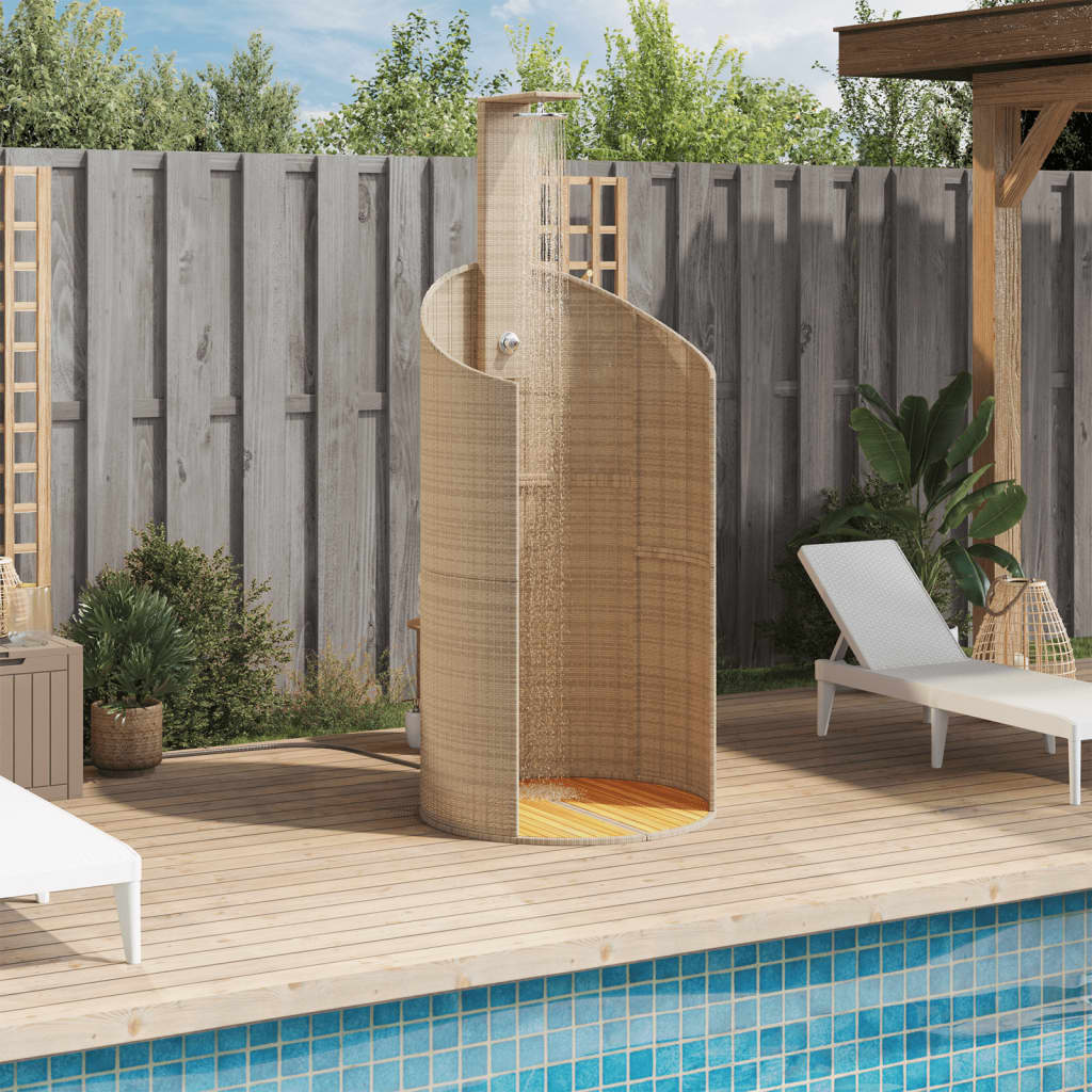 havebruser 100x100x241,5 cm polyrattan og akacietræ beige
