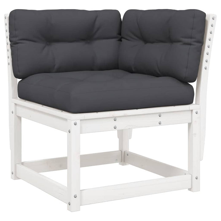hjørnemodul til havesofa 73x73x78 cm m. hynder massivt fyr hvid