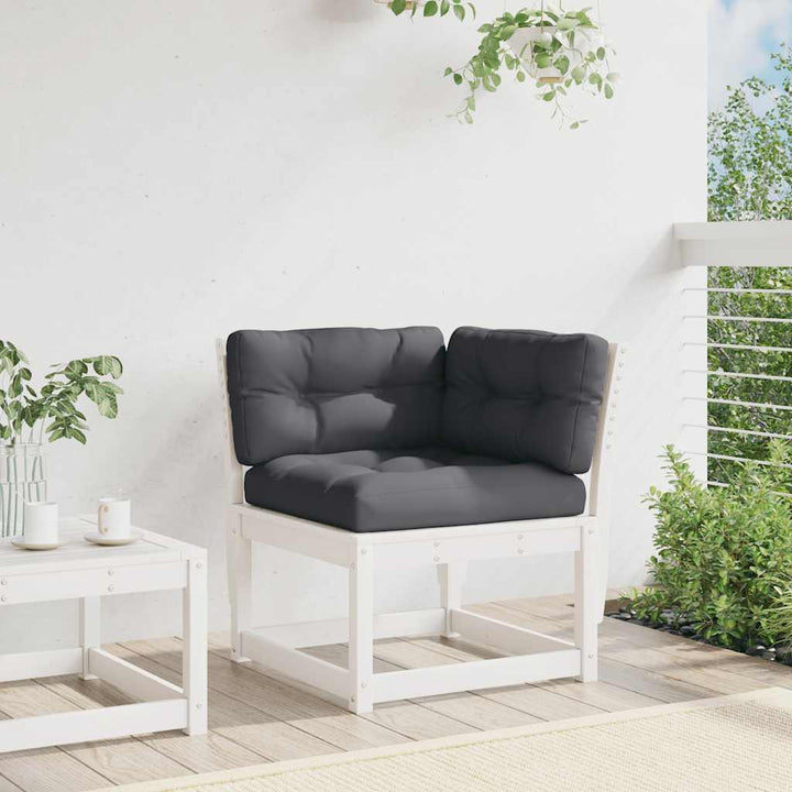hjørnemodul til havesofa 73x73x78 cm m. hynder massivt fyr hvid