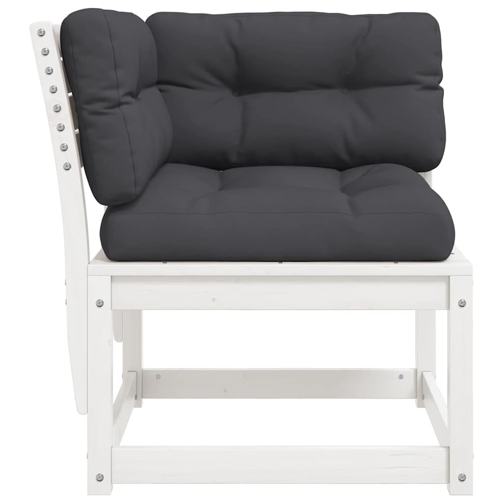 hjørnemodul til havesofa 73x73x78 cm m. hynder massivt fyr hvid