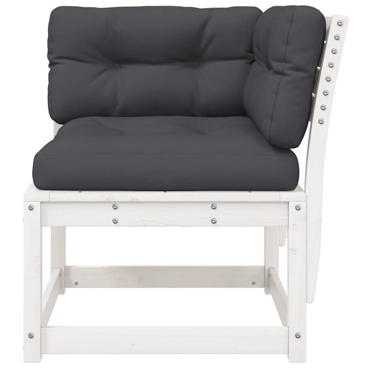 hjørnemodul til havesofa 73x73x78 cm m. hynder massivt fyr hvid