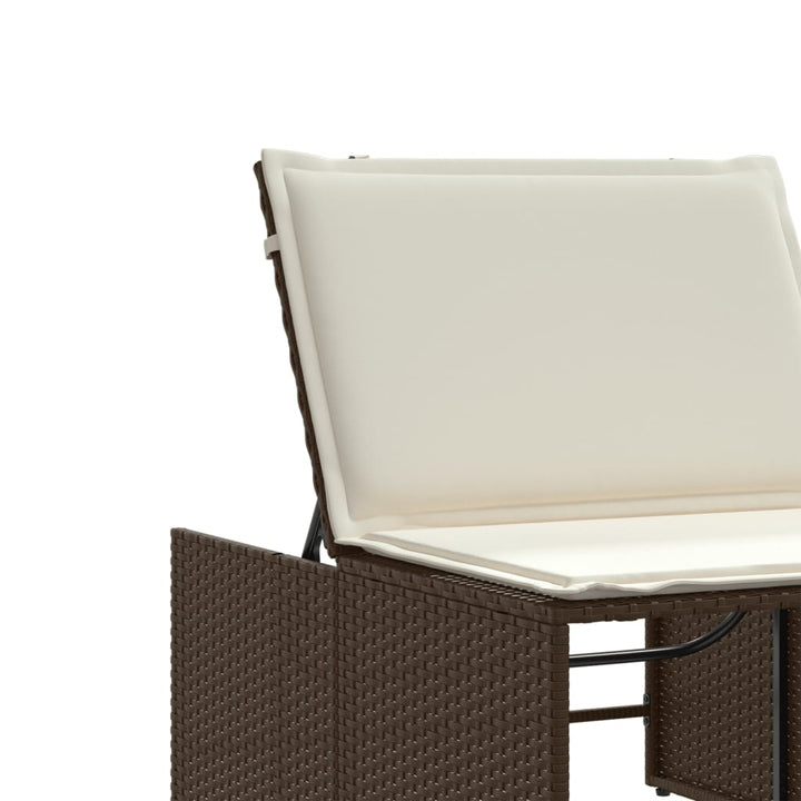 liggestole 2 stk. med bord brun polyrattan