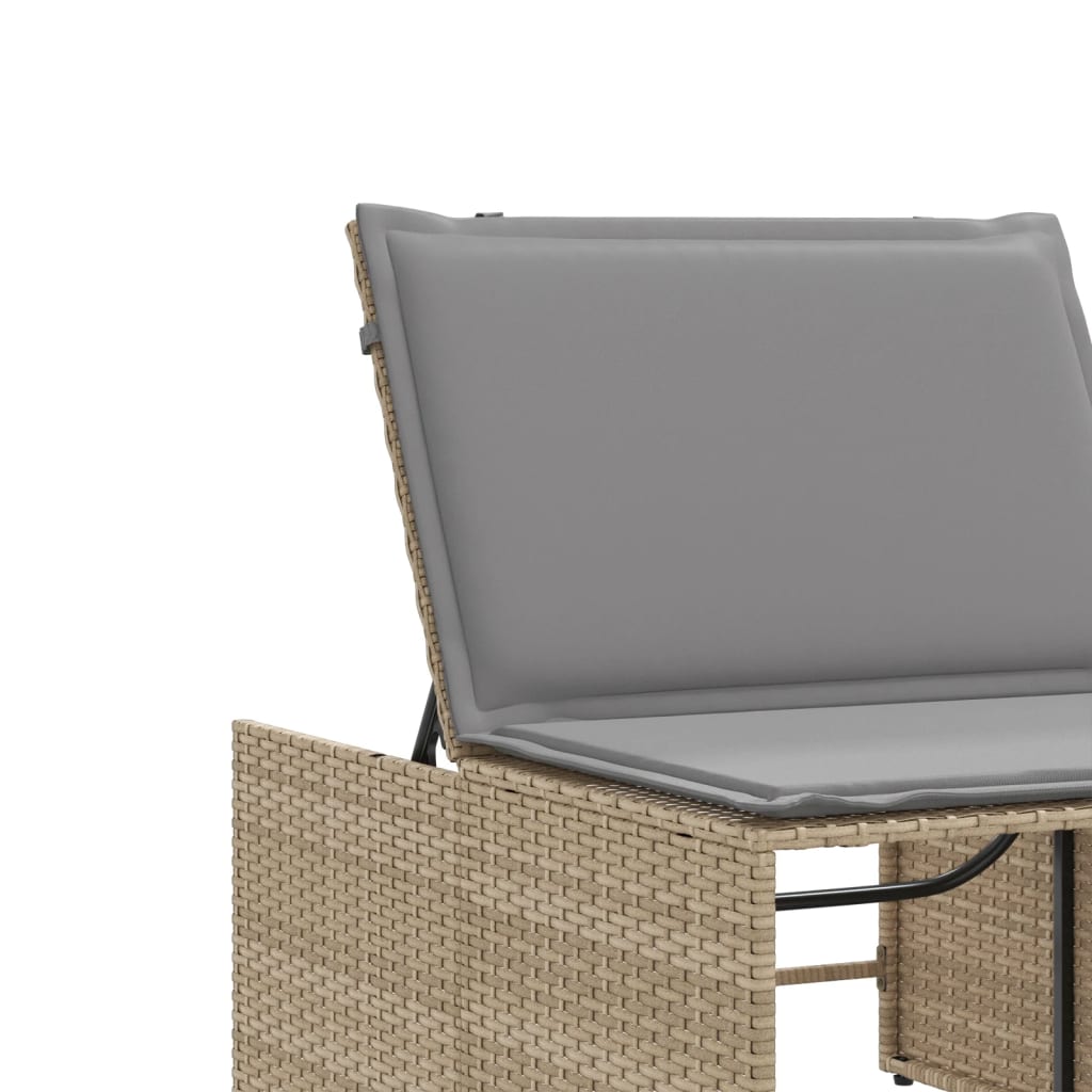 liggestole 2 stk. med bord beige polyrattan