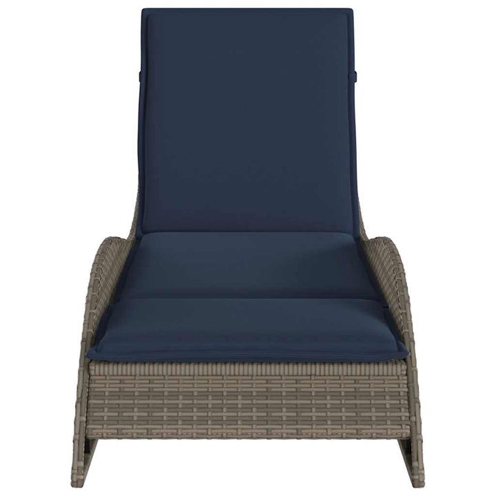 liggestol med hynde grå 60x205x73 cm polyrattan