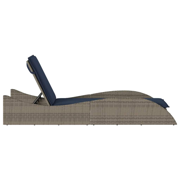 liggestol med hynde grå 60x205x73 cm polyrattan