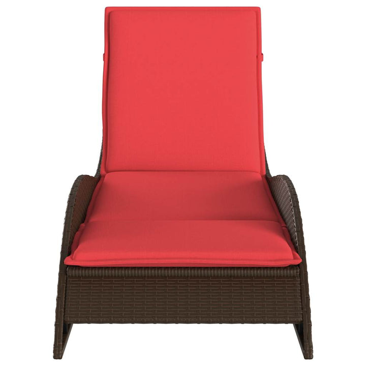 liggestol med hynde brun 60x205x73 cm polyrattan