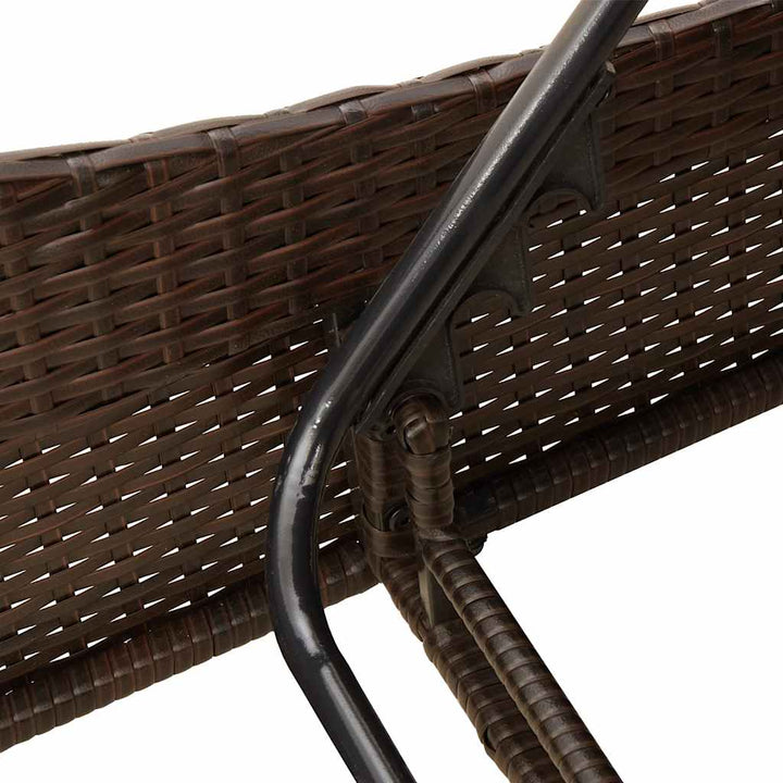 liggestol med hynde brun 60x205x73 cm polyrattan