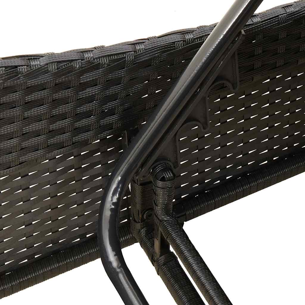 liggestol med hynde sort 60x205x73 cm polyrattan