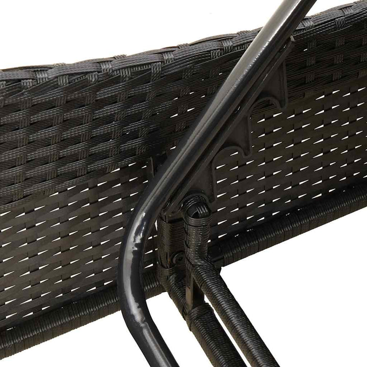 liggestol med hynde sort 60x205x73 cm polyrattan