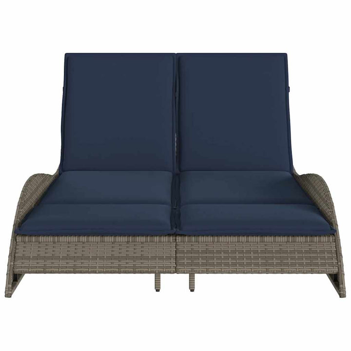 liggestol med hynder grå 114x205x73 cm polyrattan
