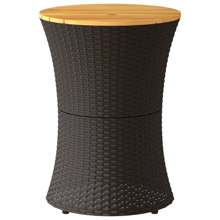 sidebord trommeformet polyrattan og massivt træ sort