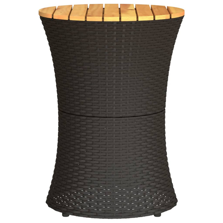 sidebord trommeformet polyrattan og massivt træ sort