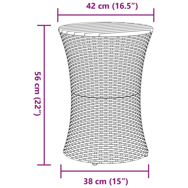 sidebord trommeformet polyrattan og massivt træ sort