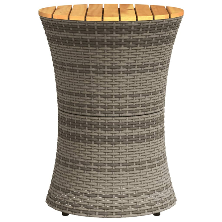 sidebord trommeformet polyrattan og massivt træ grå