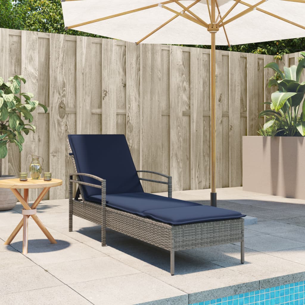 | Solstol | med pude 1-person Grå 63 x 200 x 81 cm polyrattan