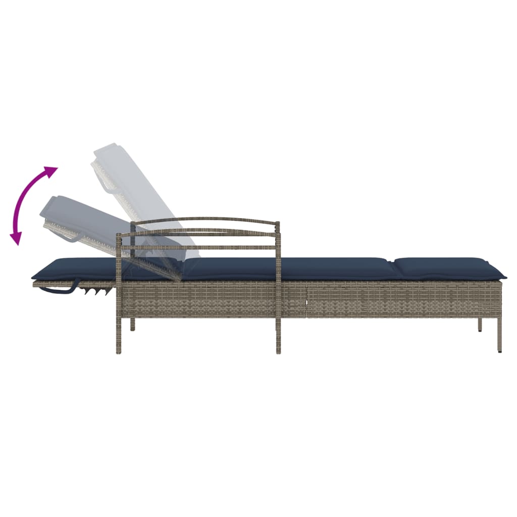 | Solstol | med pude 1-person Grå 63 x 200 x 81 cm polyrattan