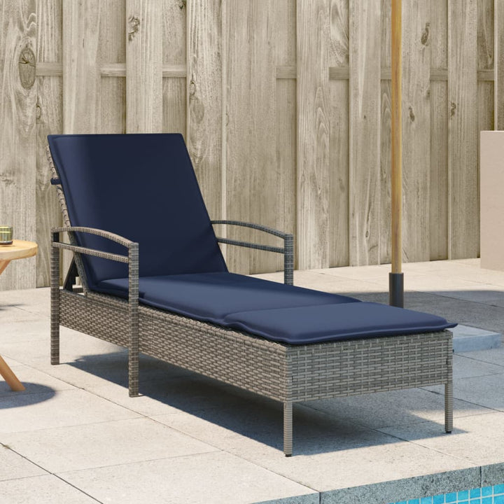 | Solstol | med pude 1-person Grå 63 x 200 x 81 cm polyrattan