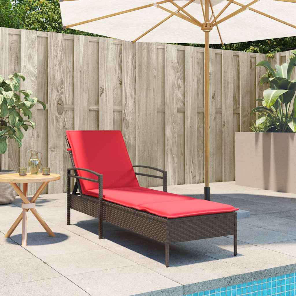 | Solstol | med pude 1-person Brun 63 x 200 x 81 cm polyrattan