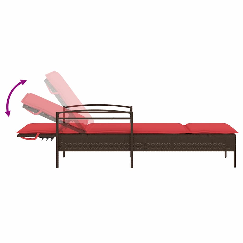 | Solstol | med pude 1-person Brun 63 x 200 x 81 cm polyrattan