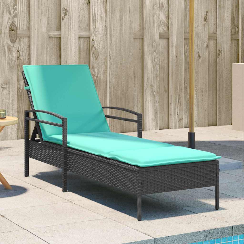 | Solstol | med pude 1-person Sort 63 x 200 x 81 cm polyrattan