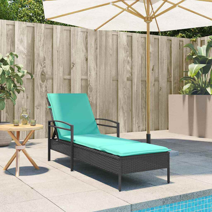 | Solstol | med pude 1-person Sort 63 x 200 x 81 cm polyrattan