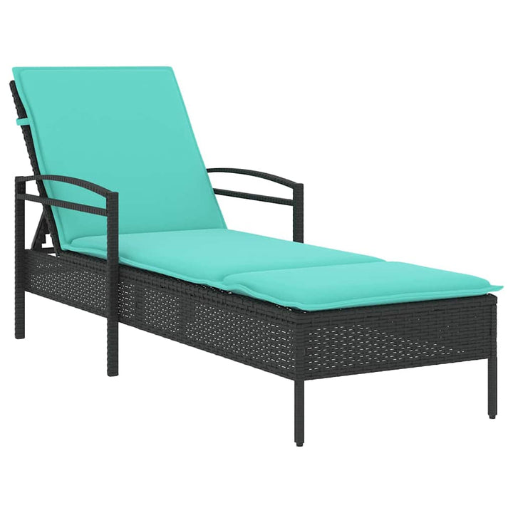 | Solstol | med pude 1-person Sort 63 x 200 x 81 cm polyrattan