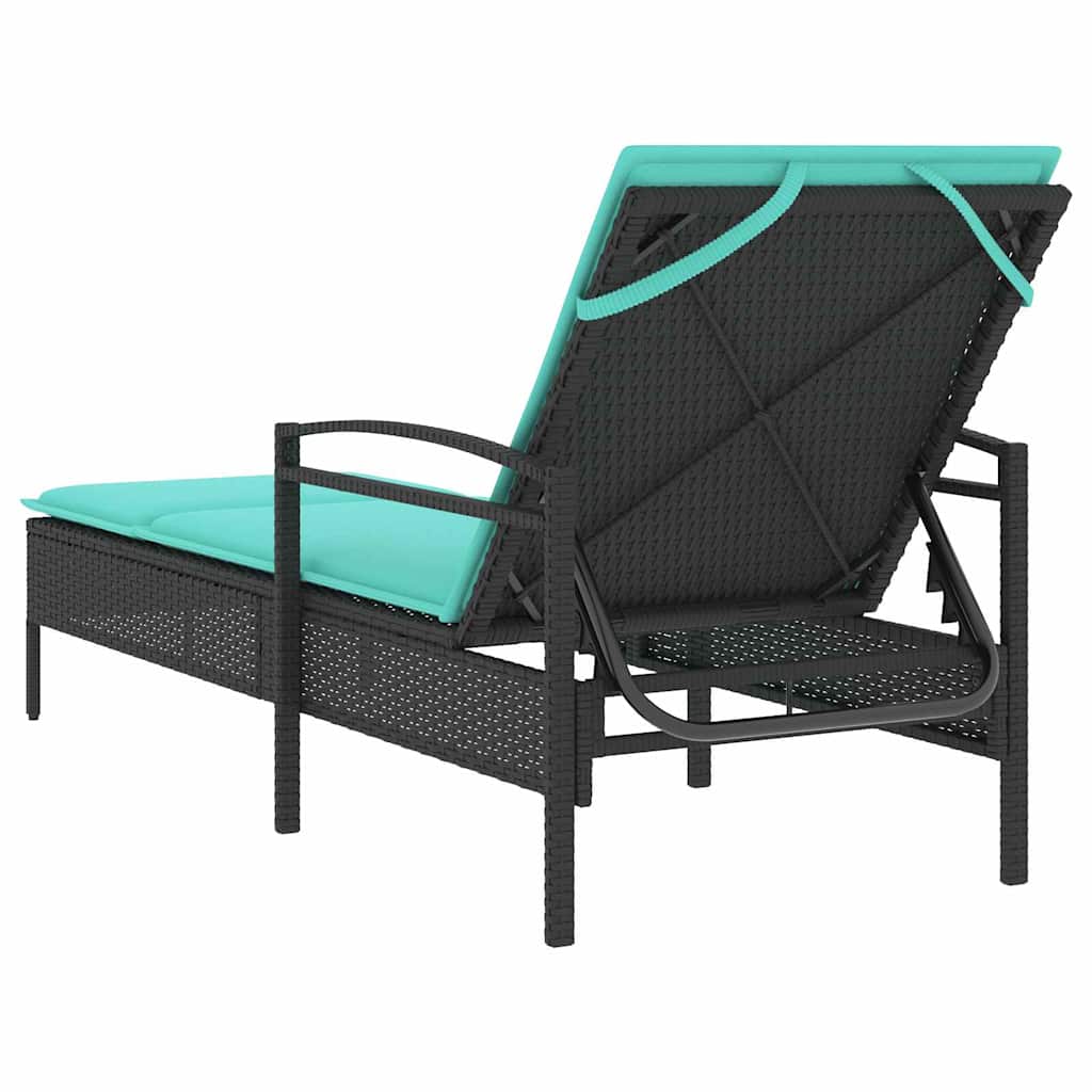 | Solstol | med pude 1-person Sort 63 x 200 x 81 cm polyrattan