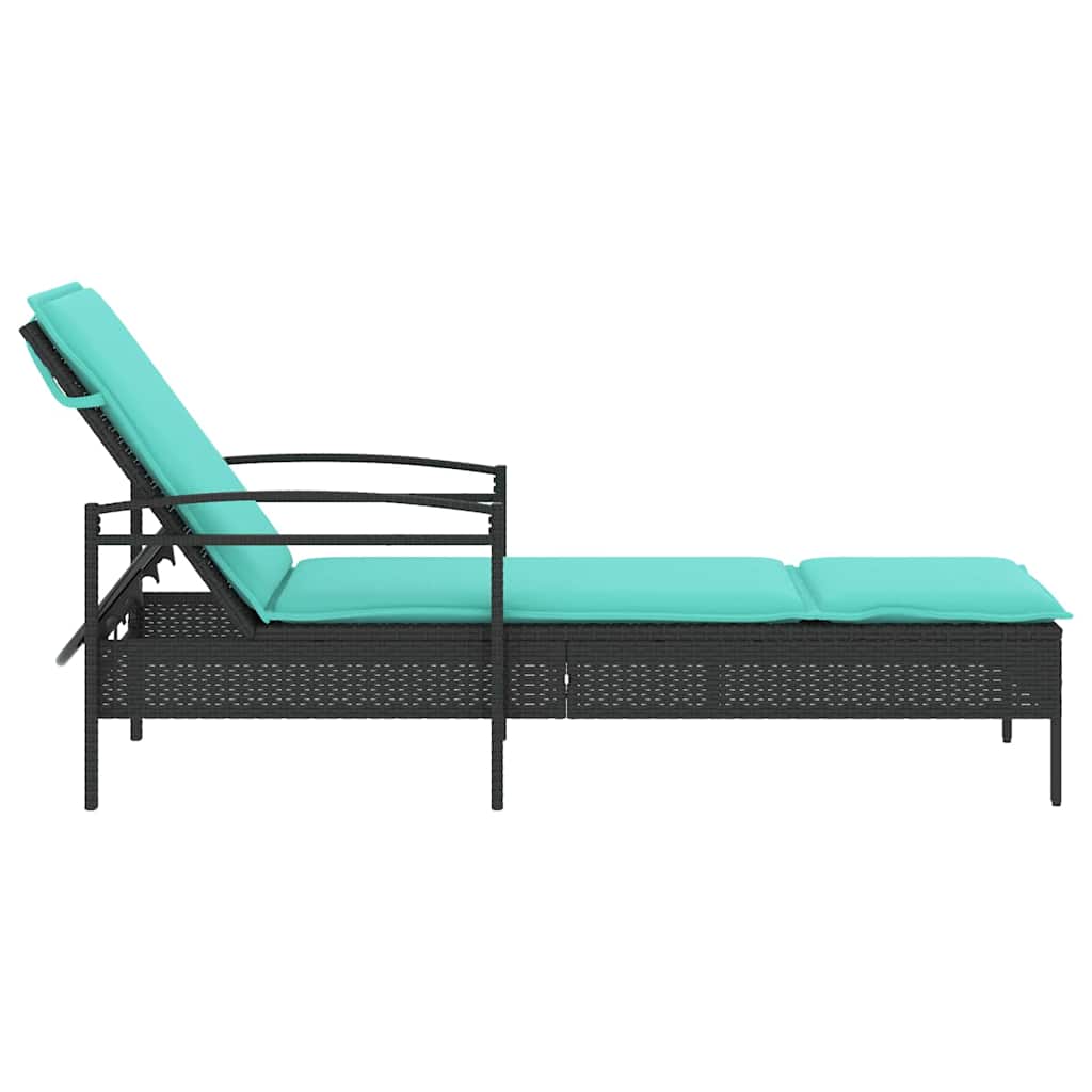 | Solstol | med pude 1-person Sort 63 x 200 x 81 cm polyrattan
