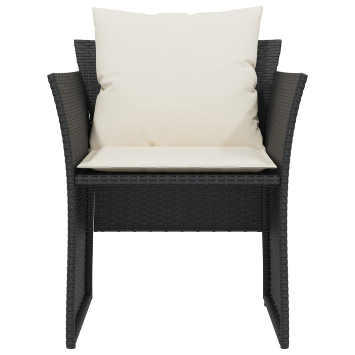 havestol med fodskammel polyrattan sort