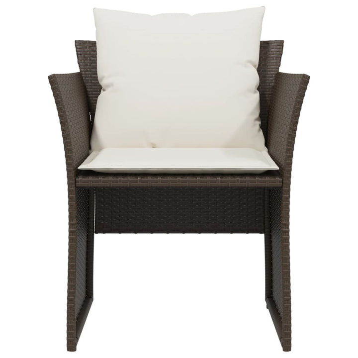 havestol med fodskammel polyrattan brun