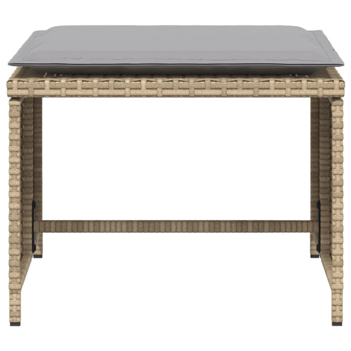havestol med fodskammel polyrattan beige