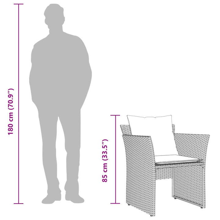 havestol med fodskammel polyrattan beige