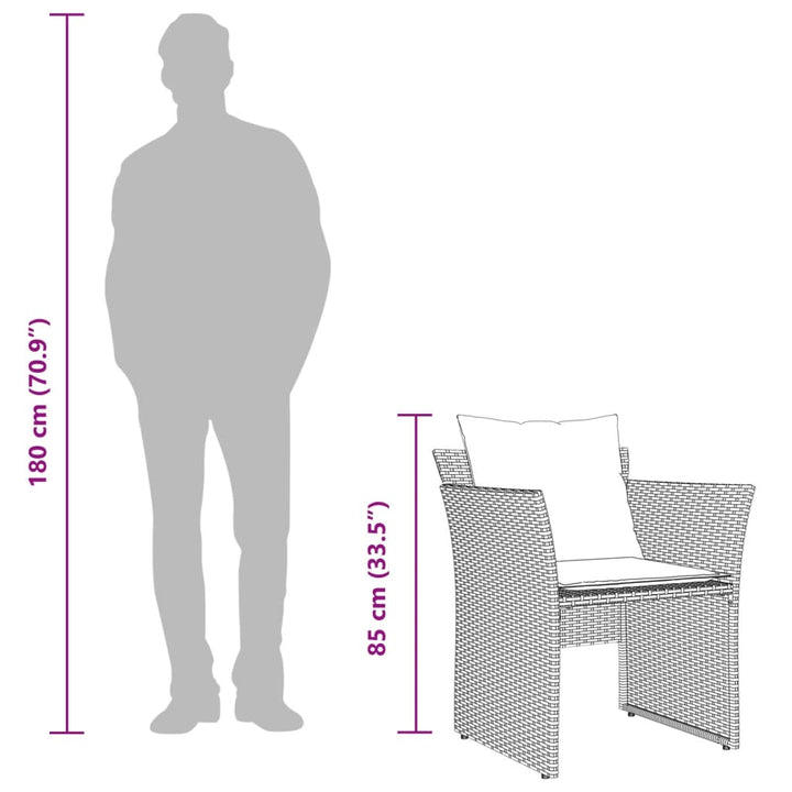 havestol med fodskammel polyrattan brun
