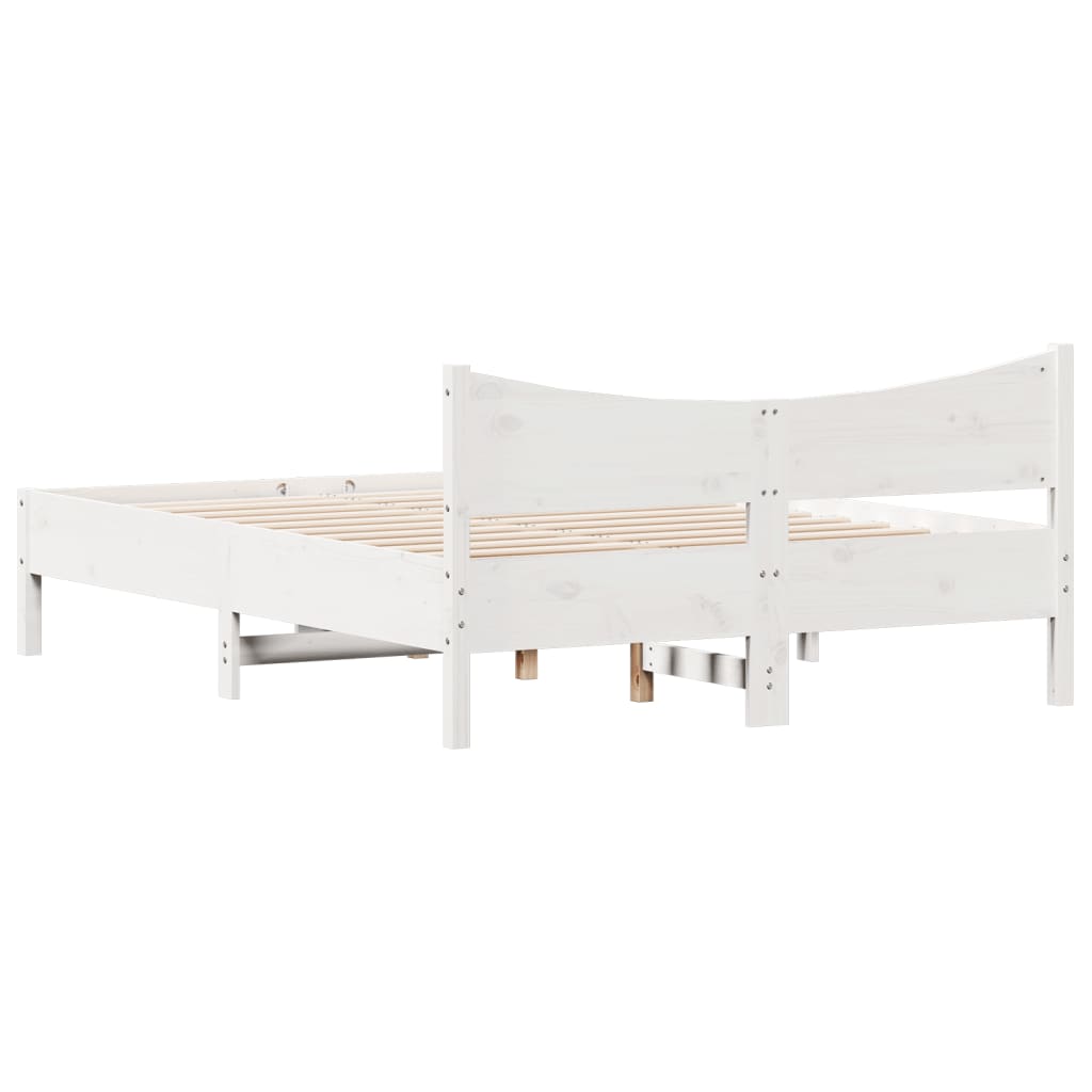 sengeramme uden madras 140x200 cm massivt fyrretræ hvid