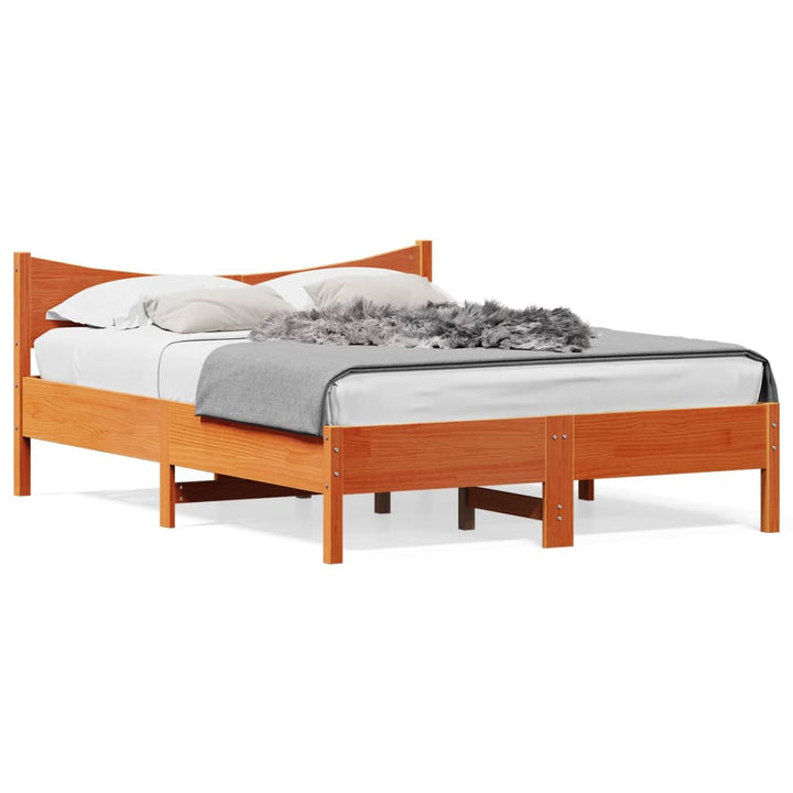 sengeramme uden madras 140x200 cm massivt fyr gyldenbrun