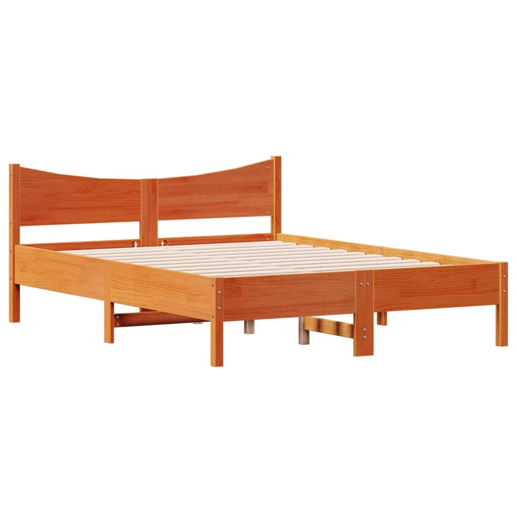 sengeramme uden madras 140x200 cm massivt fyr gyldenbrun