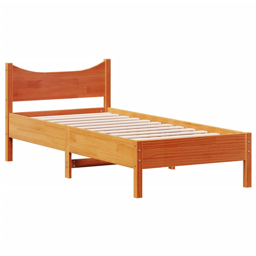 sengeramme uden madras 90x200 cm massivt fyrretræ gyldenbrun