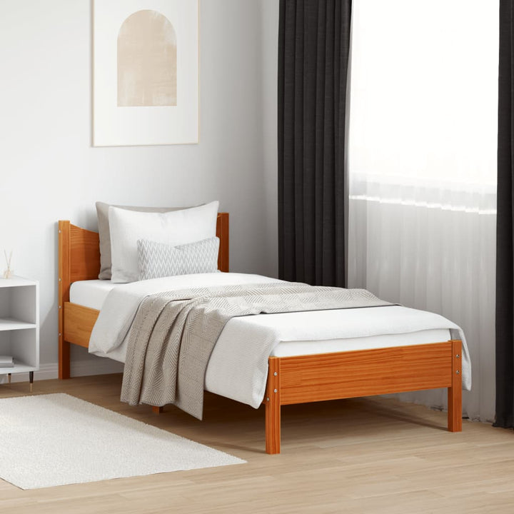 sengeramme uden madras 90x200 cm massivt fyrretræ gyldenbrun