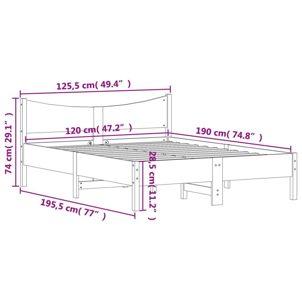 sengeramme uden madras 120x190 cm massivt fyrretræ gyldenbrun