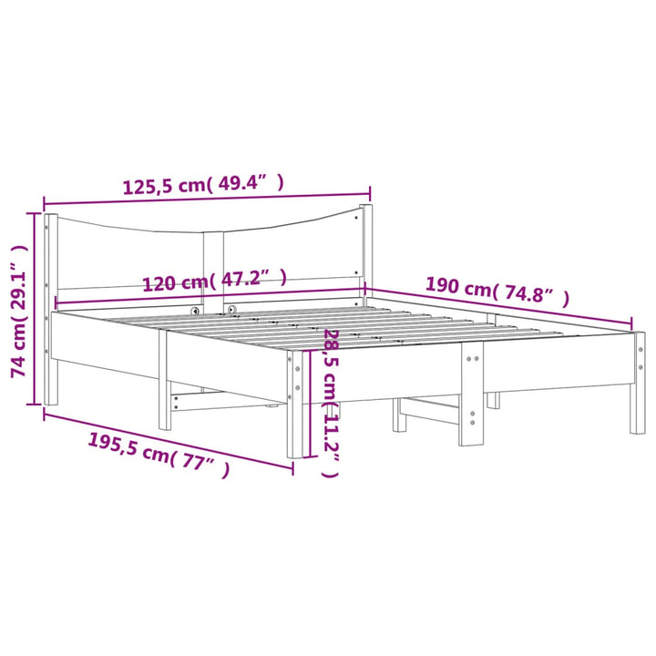 sengeramme uden madras 120x190 cm massivt fyrretræ gyldenbrun