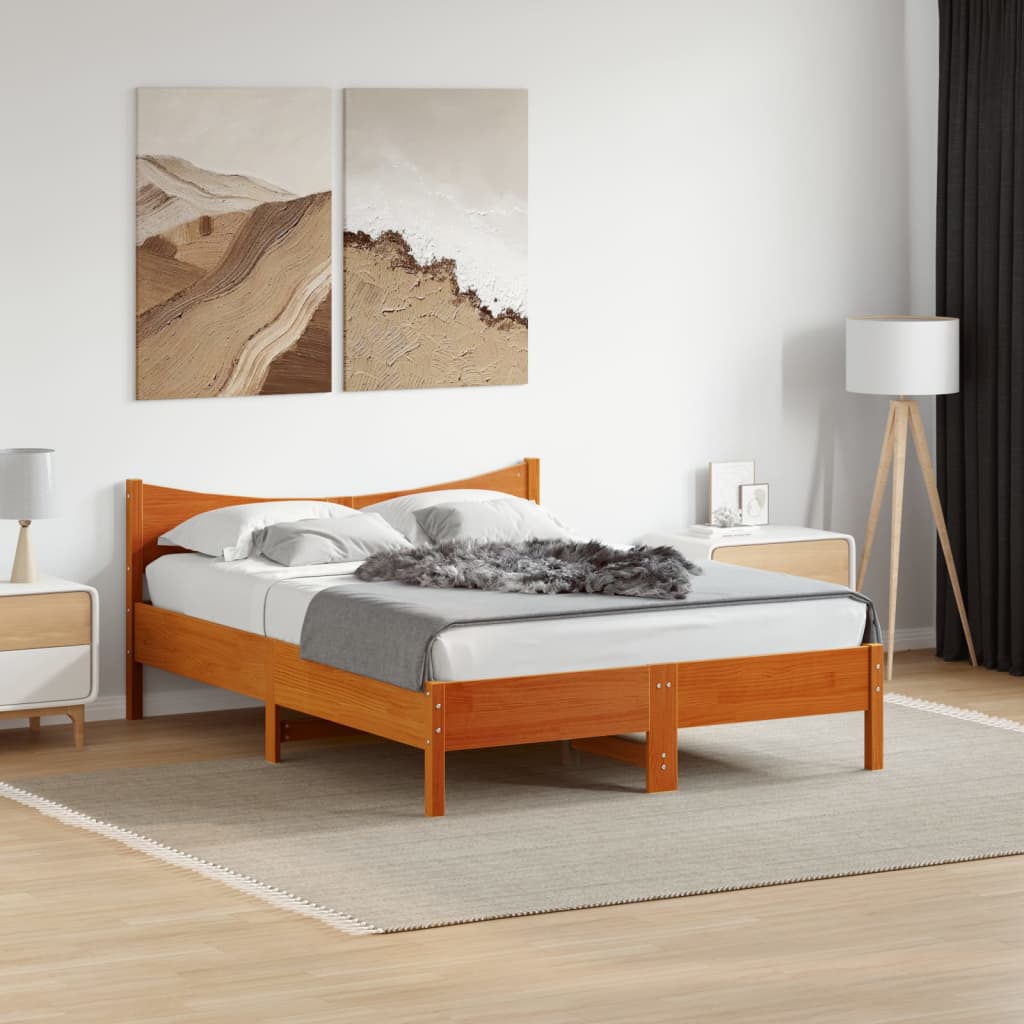 sengeramme uden madras 120x190 cm massivt fyrretræ gyldenbrun