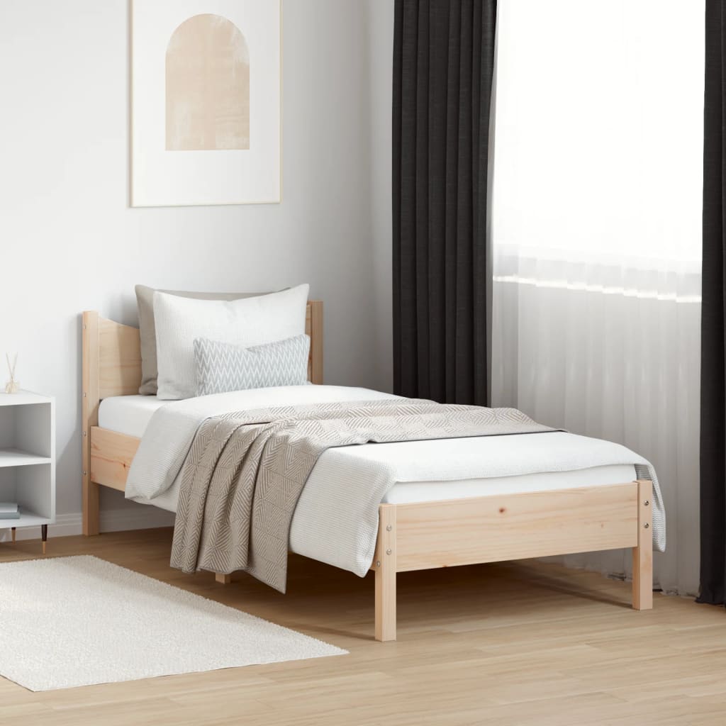 sengeramme uden madras 75x190 cm massivt fyrretræ