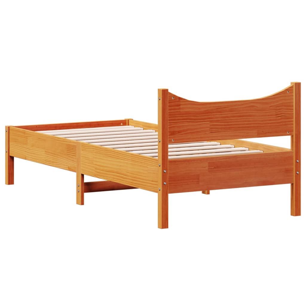 sengeramme uden madras 75x190 cm massivt fyrretræ gyldenbrun