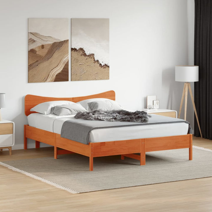 sengegavl 150 cm massivt fyrretræ gyldenbrun