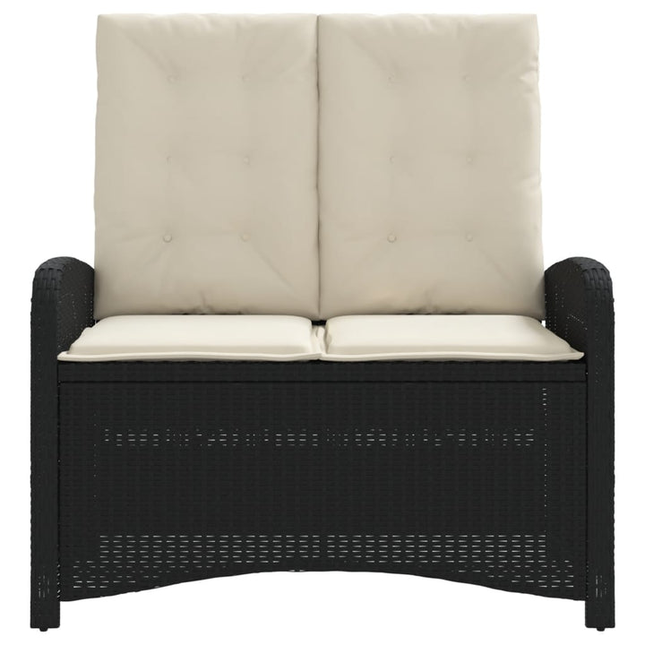 havebænk med hynder og lænefunktion polyrattan sort