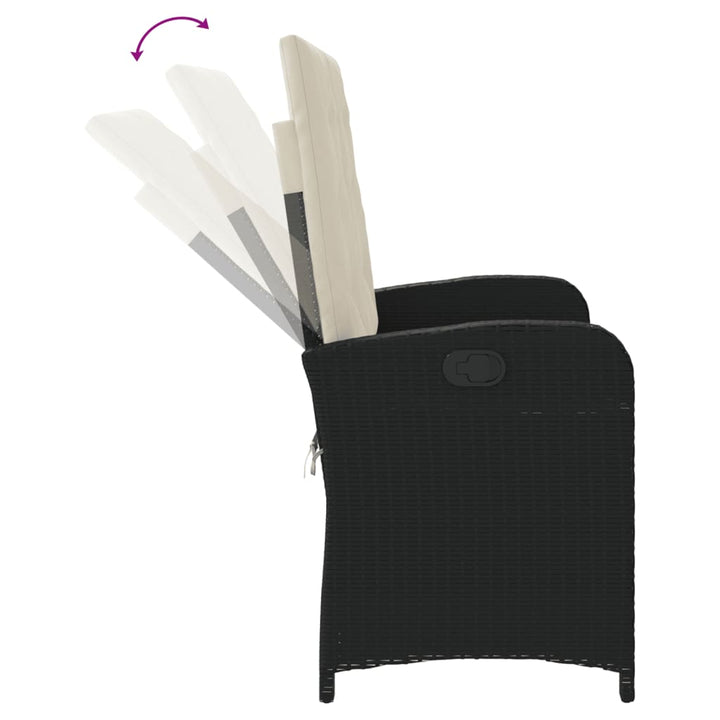 havebænk med hynder og lænefunktion polyrattan sort