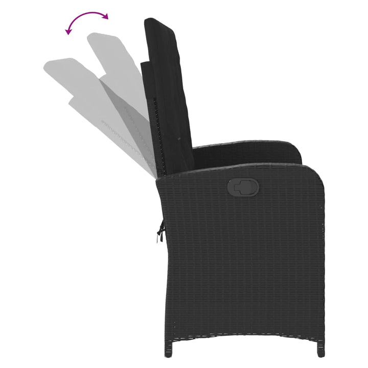 havebænk med hynder og lænefunktion polyrattan sort