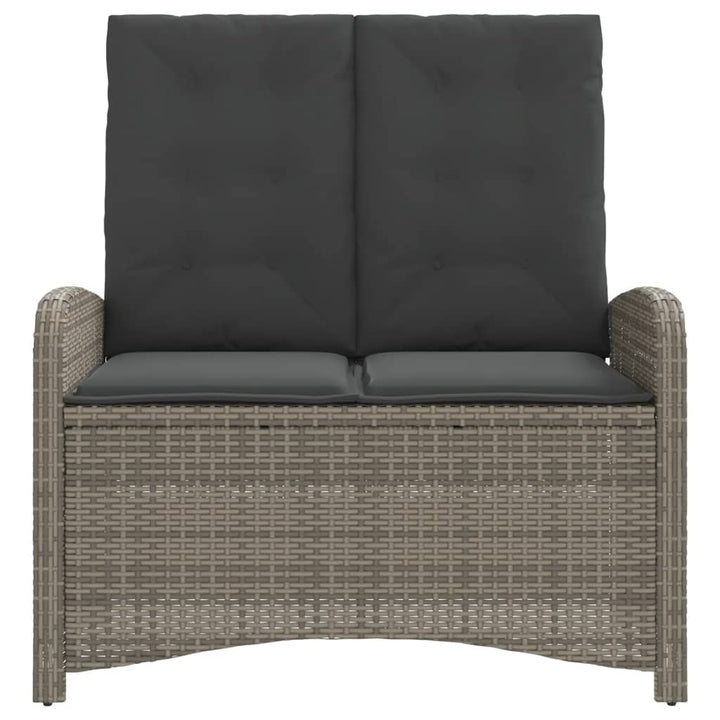havebænk med hynder og lænefunktion polyrattan grå